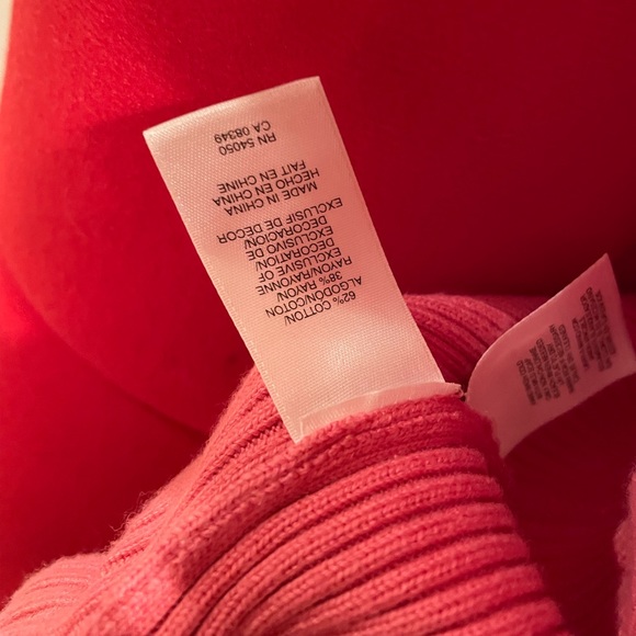 2FOR$30 Y2K Coral Pink Flower Appliqué 3/4 Sleeve Knit Cardigan Sweater - Picture 10 of 11